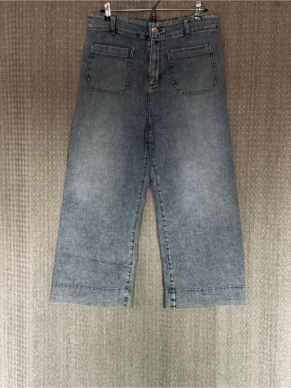 LC Lauren Conrad Wide Leg Crop Jeans Size 12 Super High Rise Light Wash